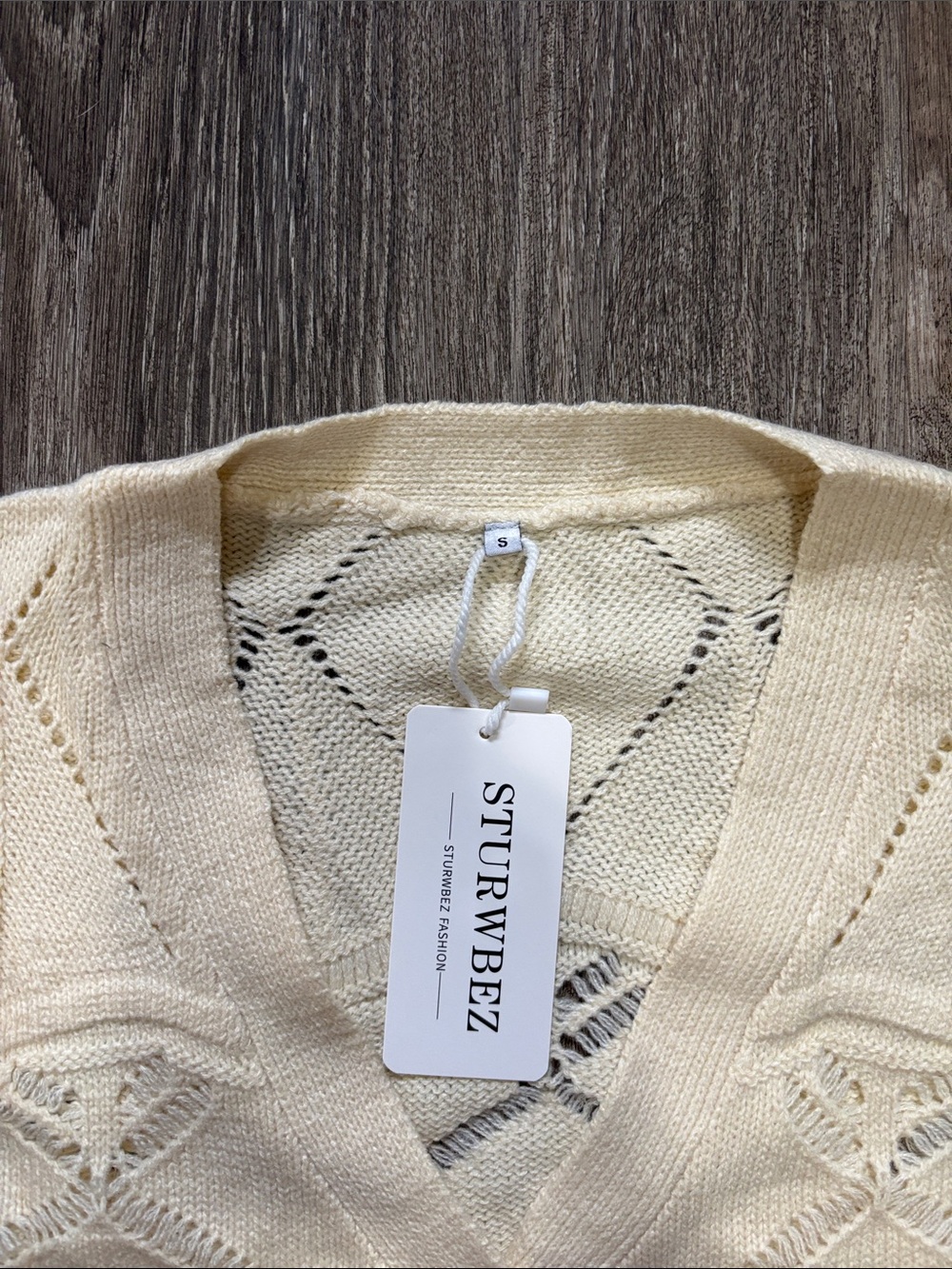 Cream Openwork Button-Front Cardigan - Picture 2 of 4